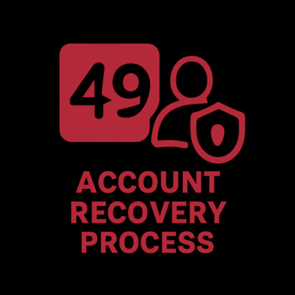 A badge symbolizing assistance for the 49 Lottery Account Recovery Process.