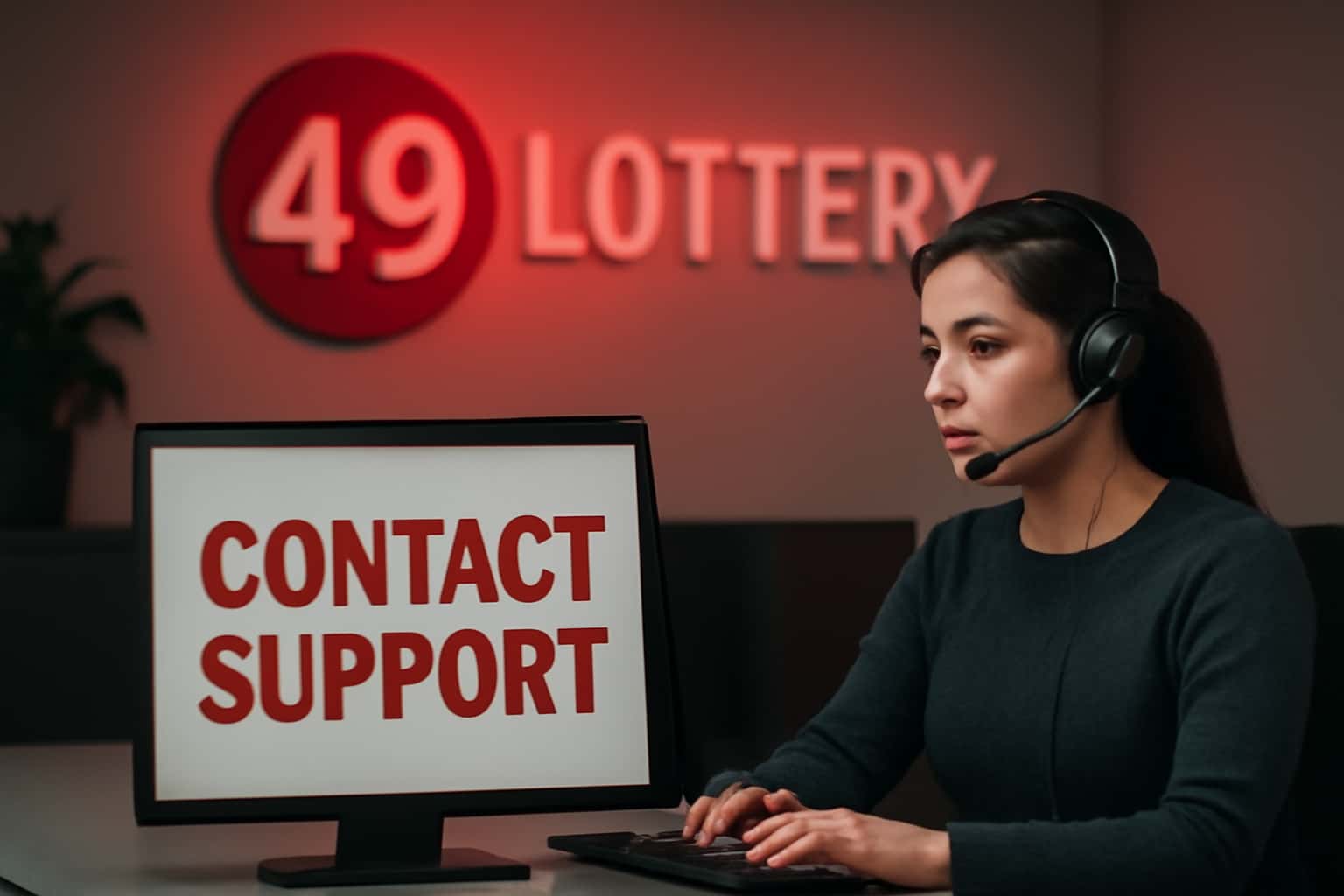 An informational scene depicting support for the 49 Lottery with clear text.