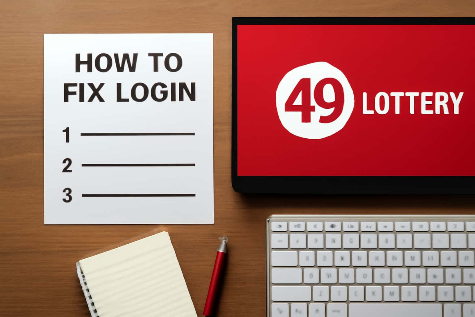 An informative visual representation for resolving 49 Lottery login issues.